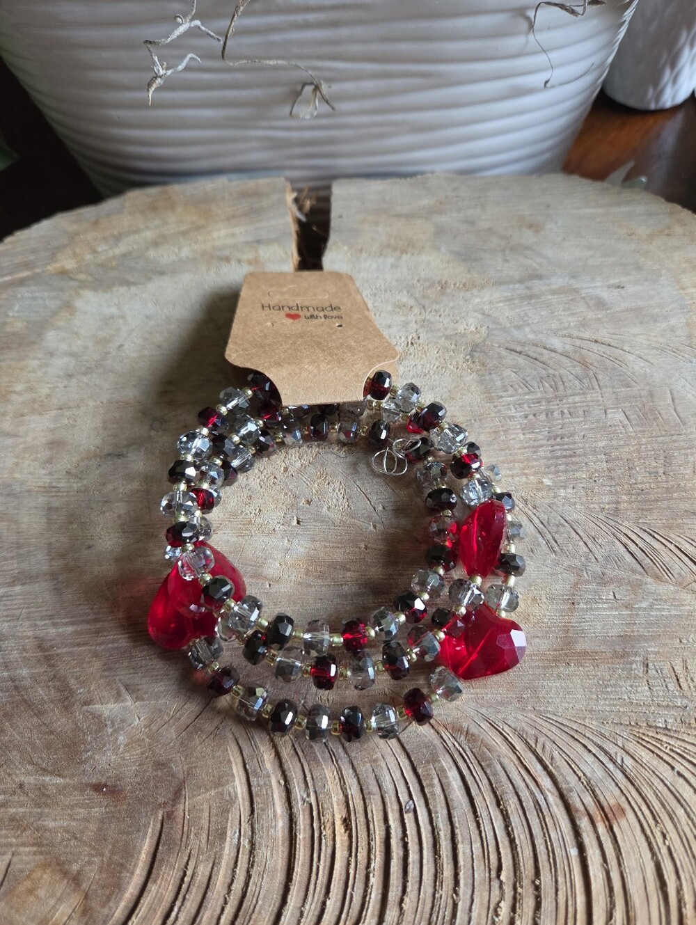 Handcrafted Wire Wrap Glass Beaded Bracelet